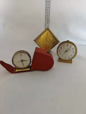 3 X Vintage 1960's EMES 2 X Europa Travel/Desk Alarm Clock & Case A51 • $12.62