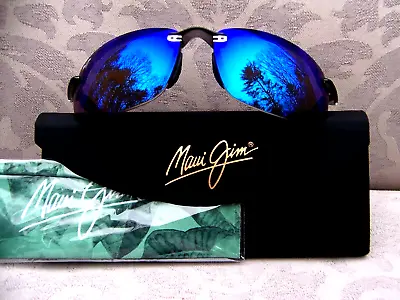 *NWT* MAUI JIM SPORT HO'OKIPA Smoke Grey & Blue Hawaii Sunglasses B407-11 • $169.98