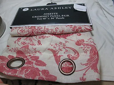 New Laura Ashley JOSETTE Semi-Sheer Grommet Window Panel Pair Two 40x84 - Berry • $41.98