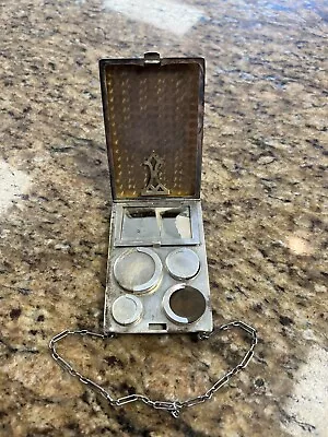 VINTAGE STERLING Silver Art Deco Coin Purse Makeup Compact Card Case • $97.12
