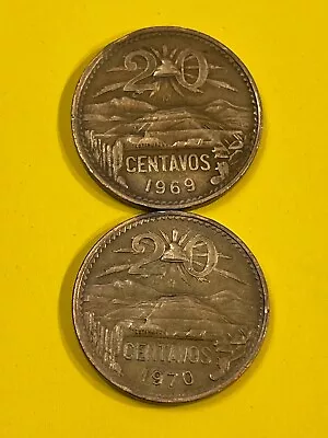 Mexico   1969 - 1970  20 Centavos Pyramid Free Shipping • $3.80