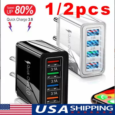 US 4 Port Fast Quick Charge QC 3.0 USB Hub Wall Home Charger Power Adapter Plug • $5.15