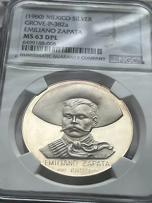 1960 Mexico Medal Emiliano Zapata MS63 Sol • $700