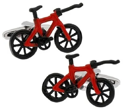 £7.89 • Buy New Pair Cycling Racing Bike Cufflinks Bicycle Cyclist Gift Red Black Uk Seller