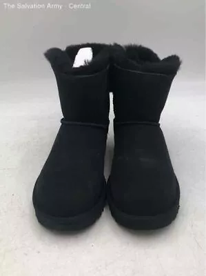 UGG Womens Classic Mini Bailey Bow II Black Suede Pull-On Shearling Size 6 • $9.99
