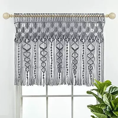 Boho-Chic Macramé Valance - Grey (P#7) • $40