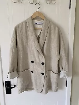 Zara Linen Relaxed Blazer Cream Excellent Condition Medium • £10