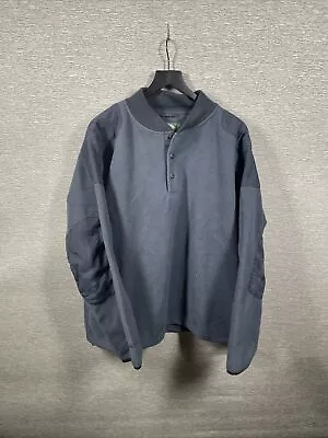 Vintage Cabelas Pullover Mens Large Jacket Snap Blue Fleece Sweatshirt • $23.95