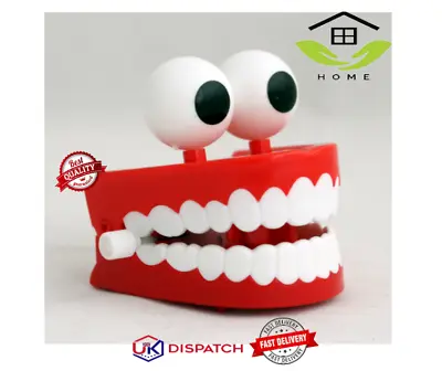 Chattering Teeth - Wind Up Red Joke Work Novelty Dentures With Eyes. • £7.09
