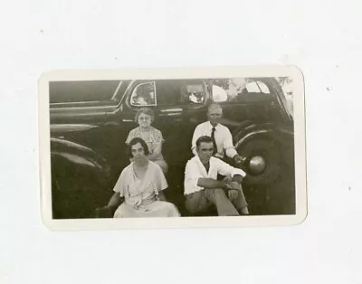 Vintage Photo - Car With 2 Ladies - 2 Men Sitting On The Side  • $4.99