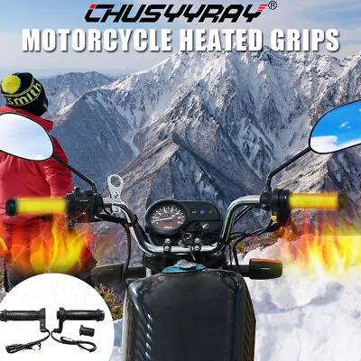 ATV Motorcycle Electric Heated Handlebar Grips Hand Heater Warm Adjustable Temp • $21.99