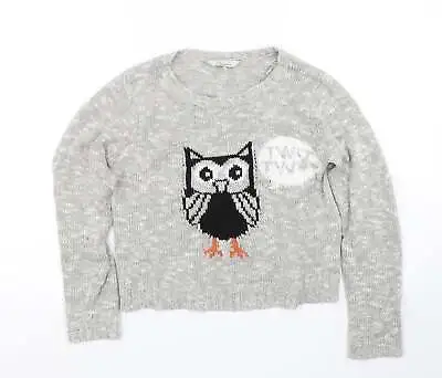 £5.25 • Buy Peacocks Womens Grey Boat Neck Acrylic Pullover Jumper Size S - Owl