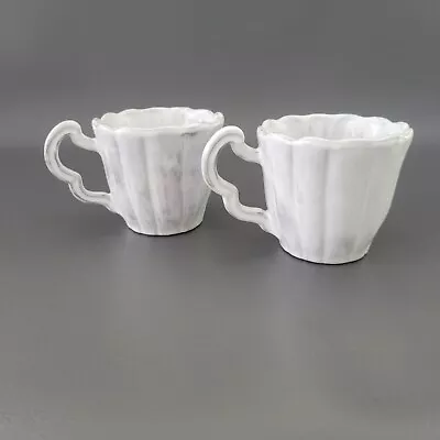 Vietri Incanto Scallop Mugs 2 Handcrafted In Italy White/Gray Baroque Stone Cup • $74.23