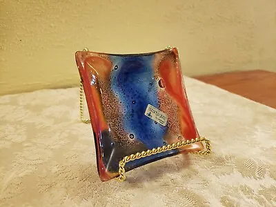 Vintage Nahariya Glass Jewelry Trinket Dish Hand Made Israel Andreas Meyer Small • $18
