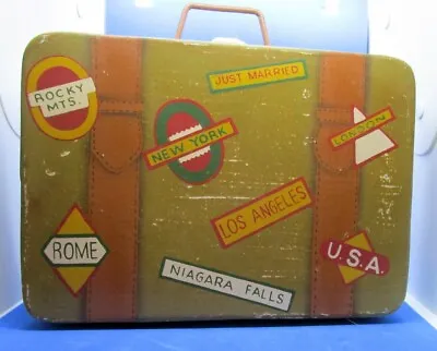 Vintage Tin Luggage Suitcase Train Travel Stickers Case Cool Replica Lunches • $21.99