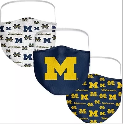 3 Michigan Wolverines Fanatics Adult All Over Logo Face Covering Mask Sealed • $21.18