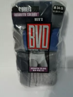 Vintage Mens Bvd 4pk Briefs New Medium 34-36 Assorted Colors  • $40