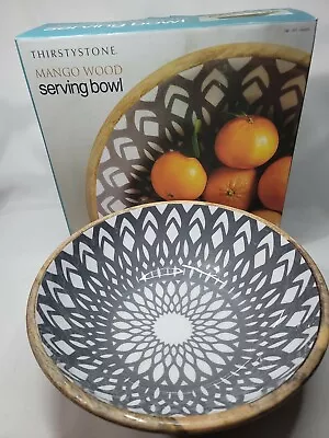 Thirstystone Large 160oz Mango Wood Salad Serving Bowl W Enamel Finish Interior  • $28