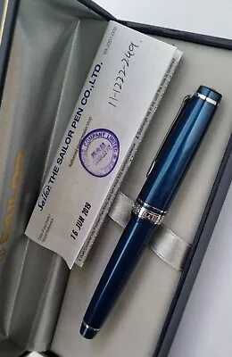 Sailor Pro Gear Slim Mettalic Blue Fountain Pen 14K F • £100