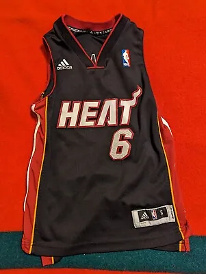 ADIDAS Lebron James #6 Miami Heat NBA Jersey Youth Small Black • $19.88