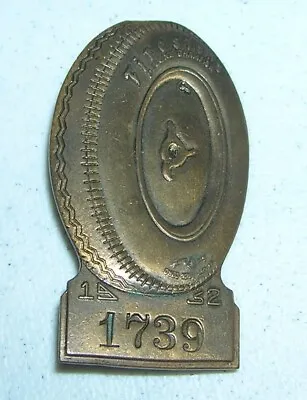 $135 • Buy 1952 Bronze Indianapolis Motor Speedway Indy 500 Pit Badge #1739 W/Patina