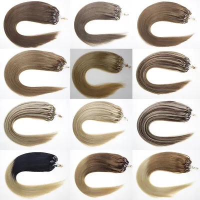 14 -24  1g 7A* Double Drawn Indian Remy Loop Micro Ring Human Hair Extensions UK • £24