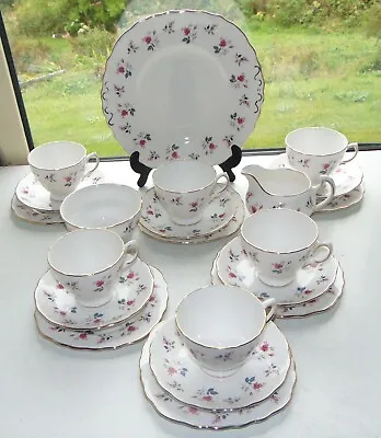 £48 • Buy Royal Osborne China 21Pc Pink Rose Floral  Cups Saucers Plates C1950s