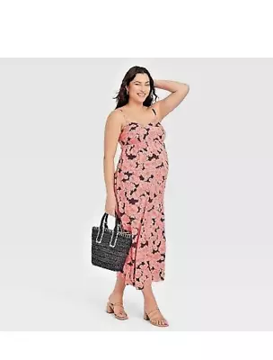 Isabel Maternity By Ingrid & Isabel Floral Sleeveless Tie-Back Woven Dress • $12.85