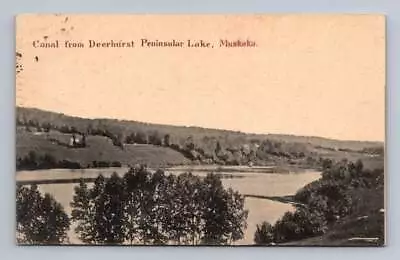 Deerhurst Peninsular Lake Canal ~ Antique MUSKOKA Ontario Postcard 1910 • $14.99