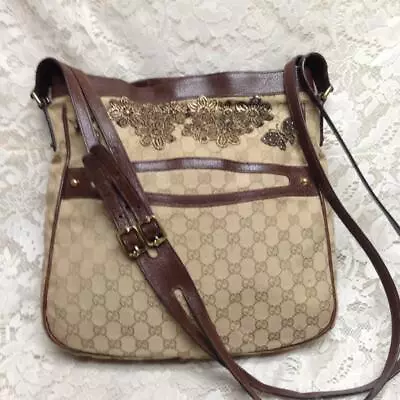 Vintage Gucci Italy Brown Mono Large Shoulder Bag 14in X 13in X 2.5in • $665.92