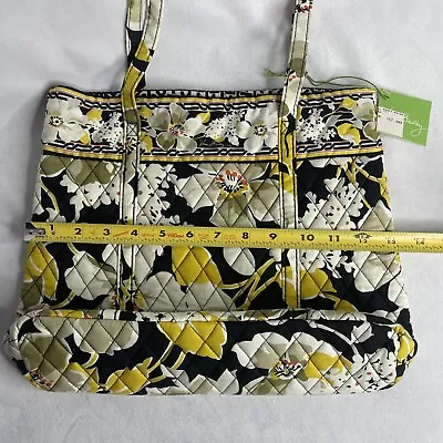 New Vera Bradley Dogwood Tote Bag Medium Size 11 X 14 Floral Lined Yellow Black • $29.90