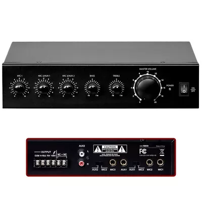 60W 3 Channel Mixer Amplifier Amp 1/4  6.35mm Mic AUX RCA 70V & 100V Constant • $205.29