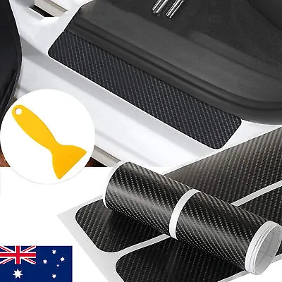 4D Carbon Fiber Look Car Door Plate Sill Scuff Cover Sticker Panel Protector AU • $9.69