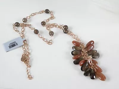 New Sterling Silver 925 Rose Gold Moonstone Tassel Necklace • $33