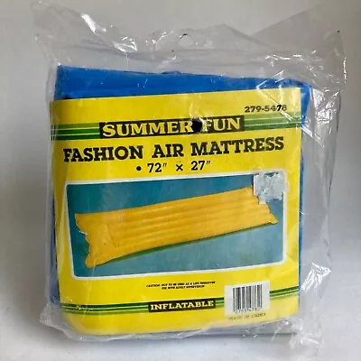 NOS Vintage Summer Fun Fashion Air Mattress 72 X 27  Blue Inflatable • $30