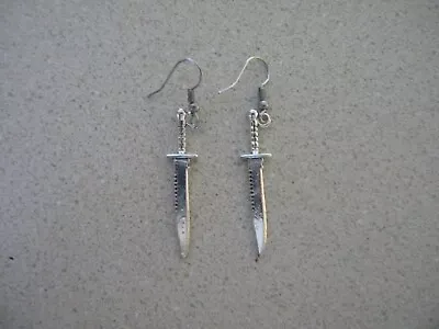 Silver Dagger Knife Earrings Goth Biker New • $8.50