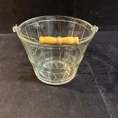Vintage Anchor Hocking Glass Bushel Basket Ice Bucket With Bail Handle • $35
