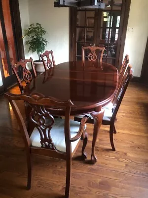 Lexington Mahogany Wood Dining Room Table Set 6 Chairs And Table Pads • $1700