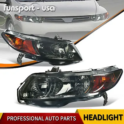 Smoke Black Housing Headlights For 2006-2011 Honda Civic 2Dr Coupe Headlamps • $88.99