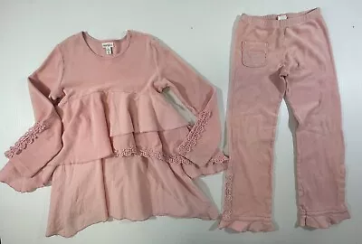 Naartjie Girl’s Pink Cotton Fleece Long Sleeve Dress Pant 2Pc Set 7 8  • $24.99