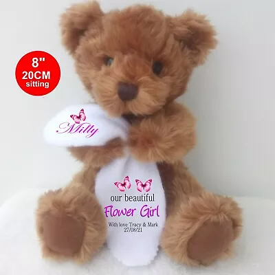£10.99 • Buy Personalised Brown Traditional Teddy Bear 8 /20cm  Flower Girl Bridesmaid