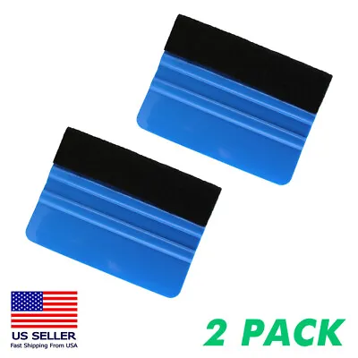 2 PACK 4  Felt Edge Squeegee Car Vinyl Wrap Application Tool Scraper Decal Blue • $4.99