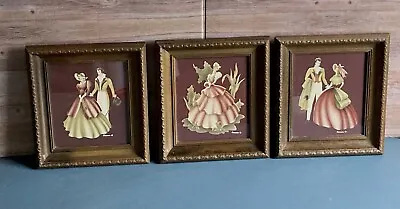 Vintage 1940s Turner Set Of 3  Framed Wall Art Antebellum Ladies And Gentleman • $48.88