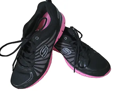 Skechers Tone-Ups Run IIII Black And Pink Woman's Sneakers Size 9 EU 39 EXC • $13