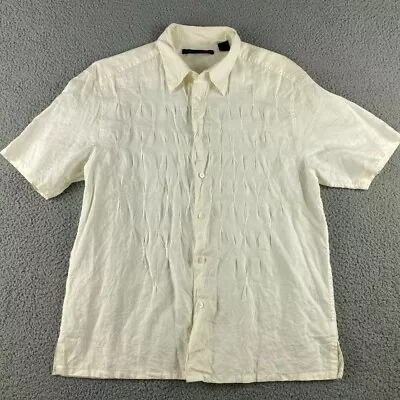 Axis Shirt Mens Sz L Ivory Short Sleeve Linen • $12.80