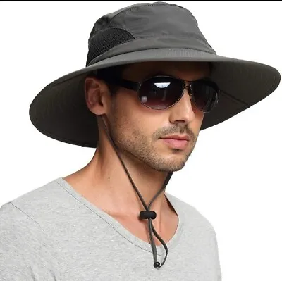 EINSKEY Wide Brim Sun Hat Summer UV Protection Beach Hat Showerproof Safari Hat • £9.99