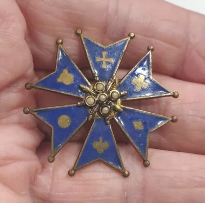 Vintage Society Of Army Potomac Badge Enamel Maltese Cross Brooch Pin C15 • $1.29