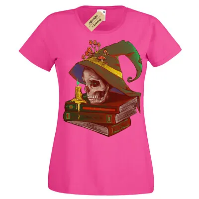 $22.24 • Buy Death's Night T-Shirt Skull Spell Book Wizard Magic Womens Ladies