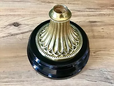 Victorian / Edwardian Heavy Black Glazed Ceramic & Brass Oil  Paraffin Lamp Base • £24.50
