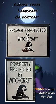 Property Protected By Witchcraft Vinyl Decal Sticker Pagan Moon Magic • £1.85